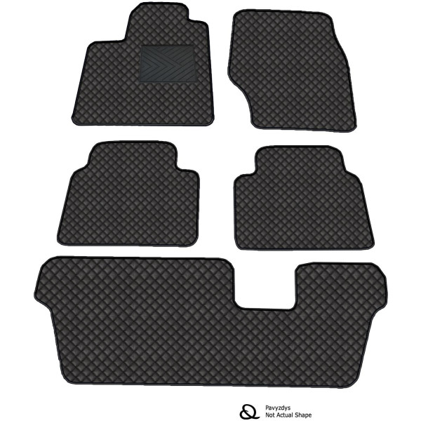 Eco-nahka matot QuiltyMats VOLVO XC90 2002-2014 (7v., I, II ja III eilės) (Musta / mustat ompeleet)
