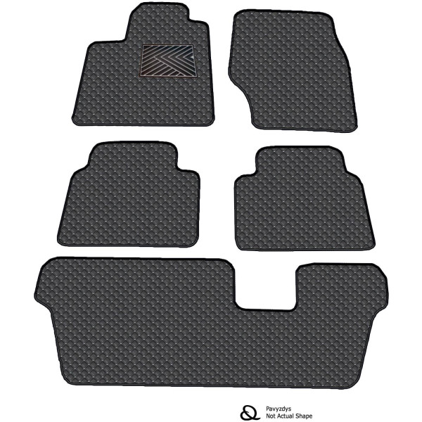 Eco-nahka matot QuiltyMats VOLVO XC90 2002-2014 (7v., I, II ja III eilės) (Musta / harmaat ompeleet)