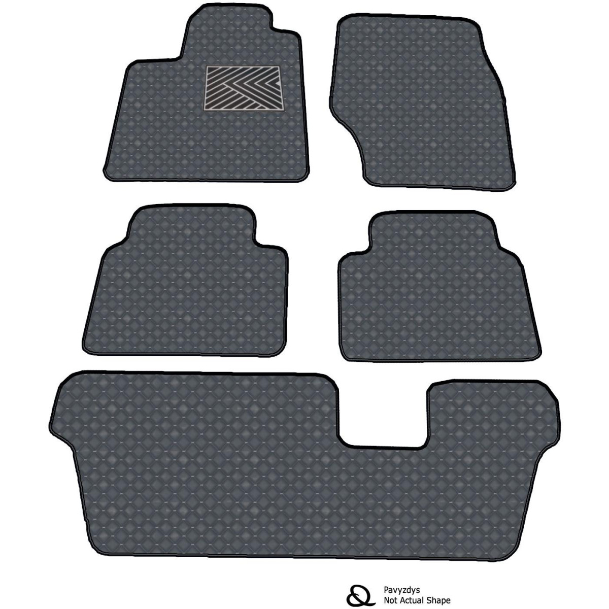 Eco-nahka matot QuiltyMats VOLKSWAGEN SHARAN 2010-2023 (6v., I, II ja III eilės) (Harmaa / harmaat ompeleet)