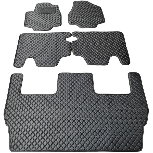 Eco-nahka matot QuiltyMats CHRYSLER PACIFICA vuodesta 2016 (Musta / mustat ompeleet)