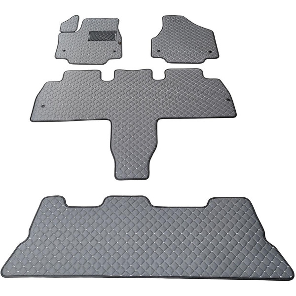 Eco-nahka matot QuiltyMats CHRYSLER PACIFICA vuodesta 2021 (I, II ja III eilės, Hibridas) (Harmaa / harmaat ompeleet)