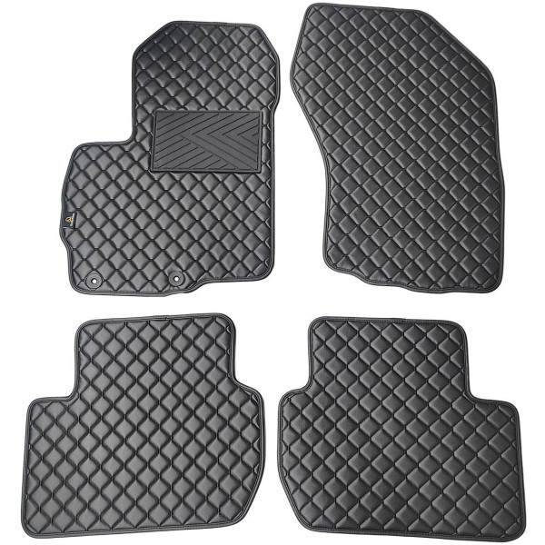 Eco-nahka matot QuiltyMats CITROEN C-CROSSER 2007-2012 (Musta / mustat ompeleet)