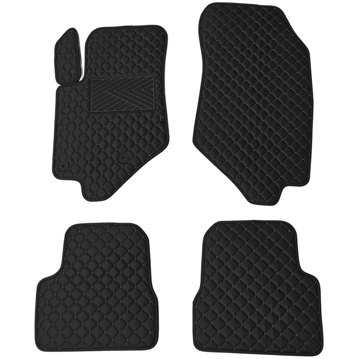 Eco-nahka matot QuiltyMats CITROEN DS3 CROSSBACK 2018-2022 (Musta / mustat ompeleet)