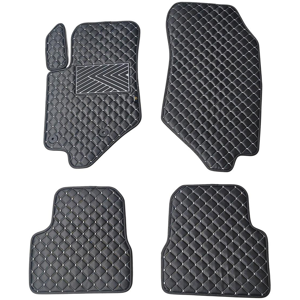 Eco-nahka matot QuiltyMats PEUGEOT 2008 vuodesta 2019 (Musta / harmaat ompeleet)