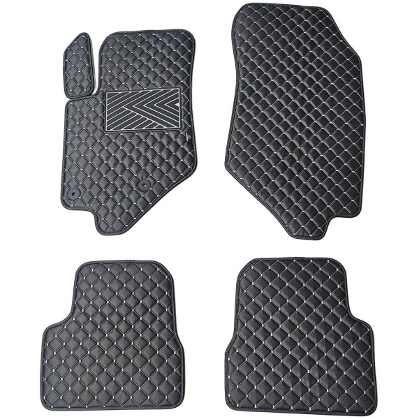 Eco-nahka matot QuiltyMats PEUGEOT 2008 vuodesta 2019 (Musta / harmaat ompeleet)