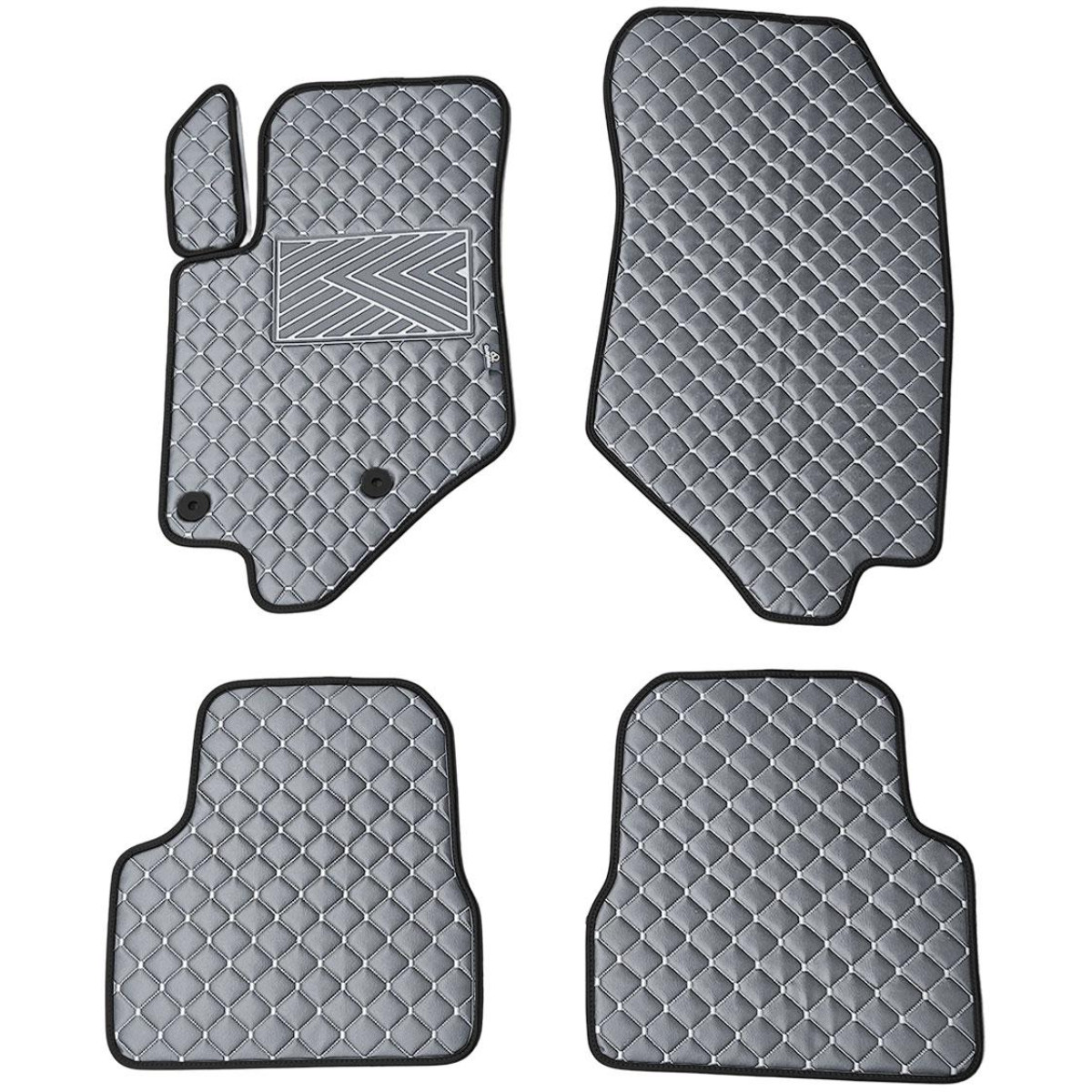 Eco-nahka matot QuiltyMats PEUGEOT 2008 vuodesta 2019 (Harmaa / harmaat ompeleet)