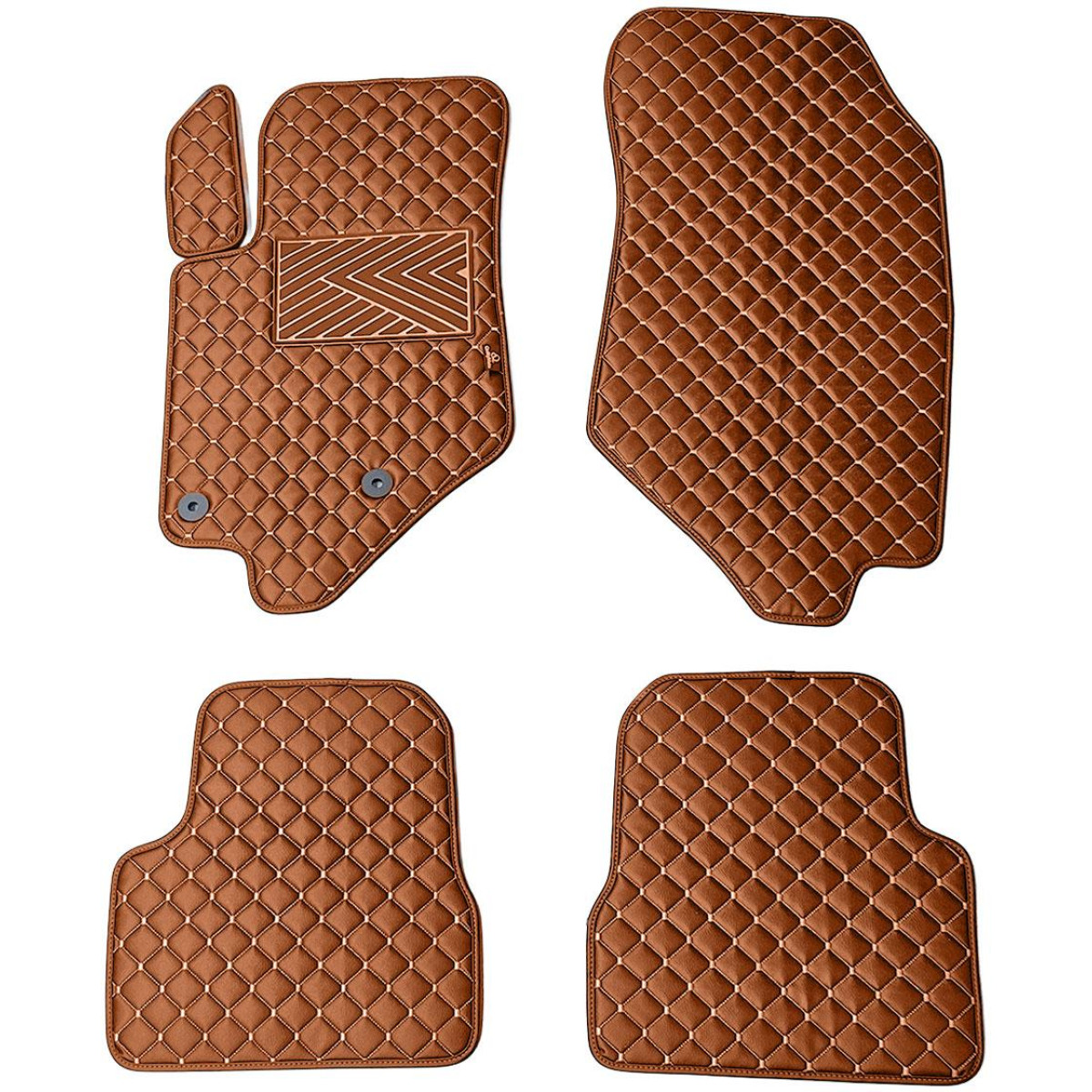 Eco-nahka matot QuiltyMats OPEL CORSA vuodesta 2019 (F) (Ruskea / ruskeat ompeleet)