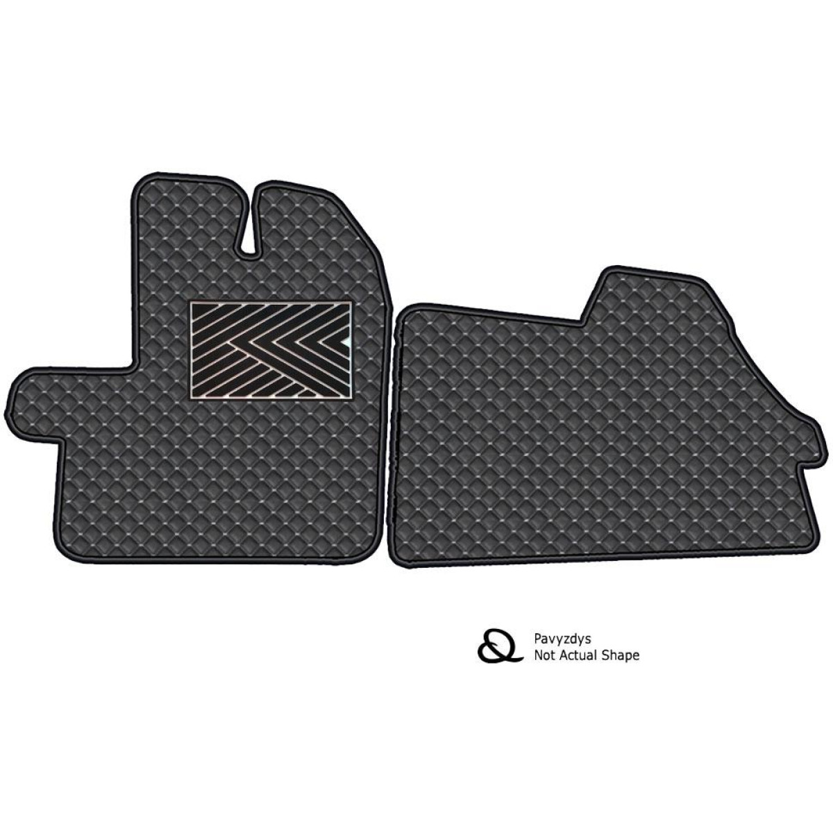Eco-nahka matot QuiltyMats OPEL MOVANO 2010-2021 (2 paikkaa) (Musta / harmaat ompeleet)