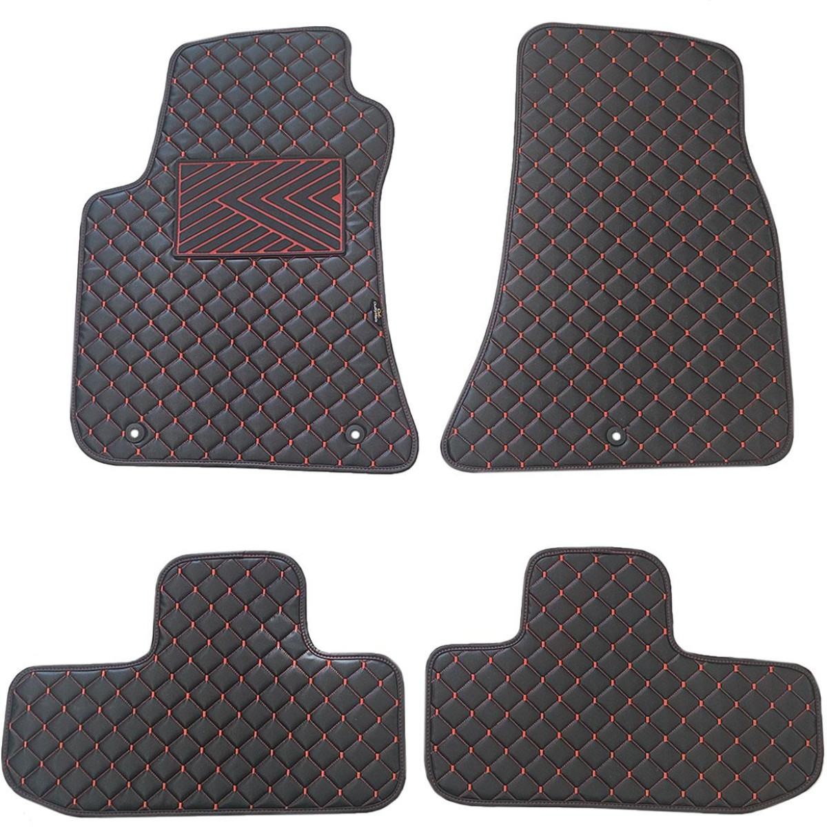 Eco-nahka matot QuiltyMats DODGE CHALLENGER 2008-2023 (Musta / punaiset ompeleet)