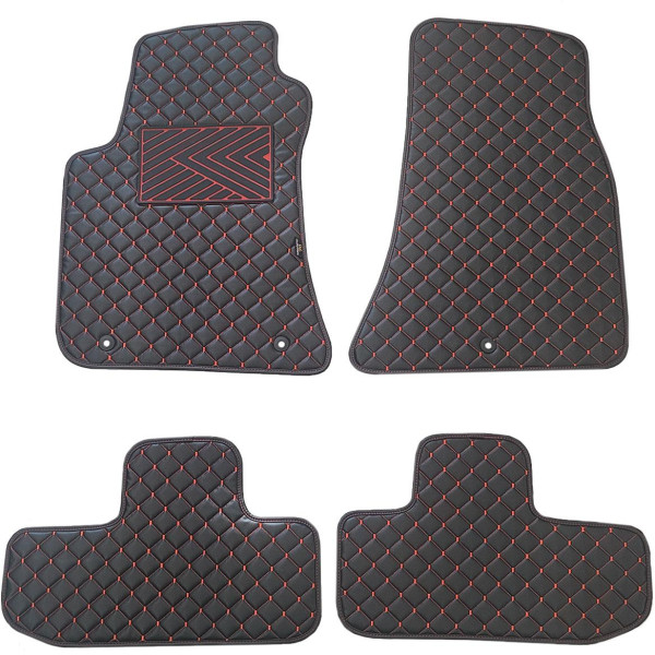 Eco-nahka matot QuiltyMats DODGE CHALLENGER 2008-2023 (Musta / punaiset ompeleet)