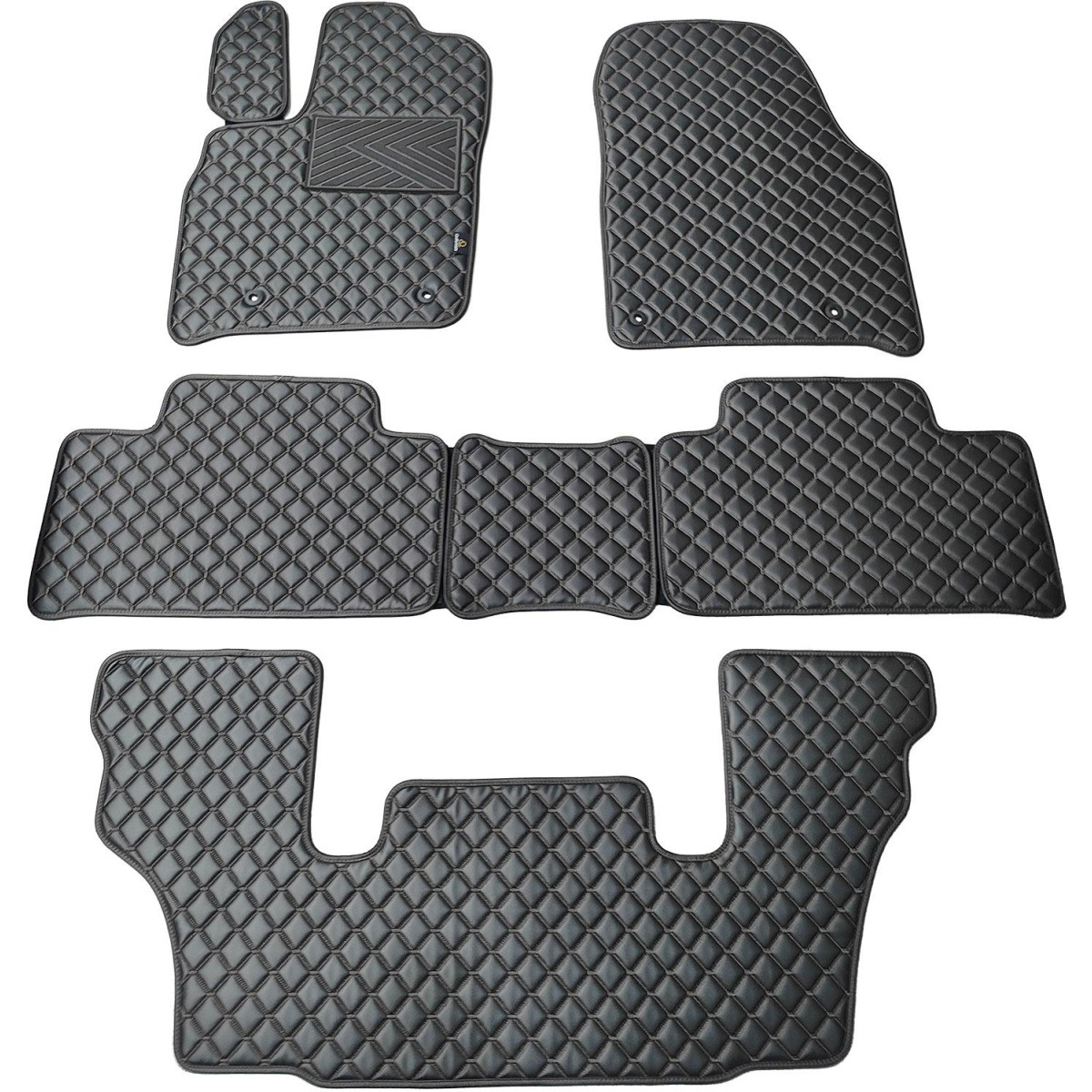 Eco-nahka matot QuiltyMats DODGE DURANGO vuodesta 2011 (I, II ja III eilės 6v.) (Musta / mustat ompeleet)