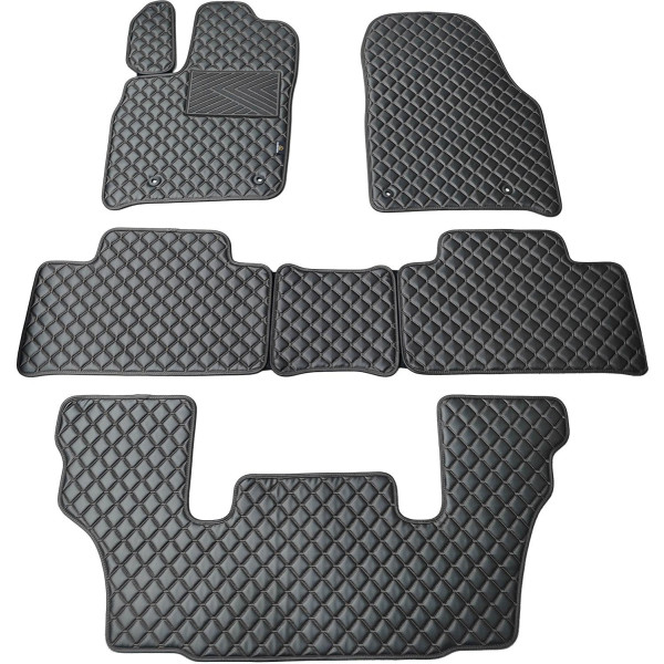 Eco-nahka matot QuiltyMats DODGE DURANGO vuodesta 2011 (I, II ja III eilės 6v.) (Musta / mustat ompeleet)