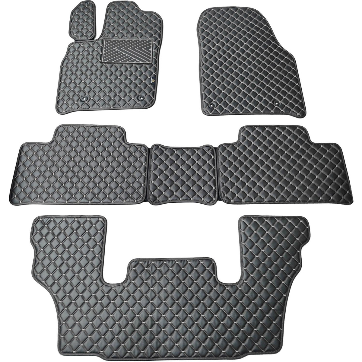 Eco-nahka matot QuiltyMats DODGE DURANGO vuodesta 2011 (I, II ja III eilės 6v.) (Musta / harmaat ompeleet)
