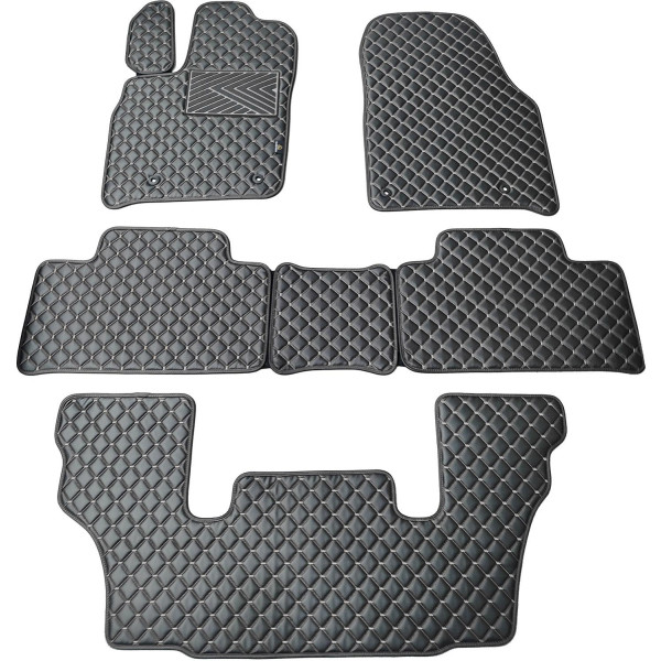 Eco-nahka matot QuiltyMats DODGE DURANGO vuodesta 2011 (I, II ja III eilės 6v.) (Musta / harmaat ompeleet)