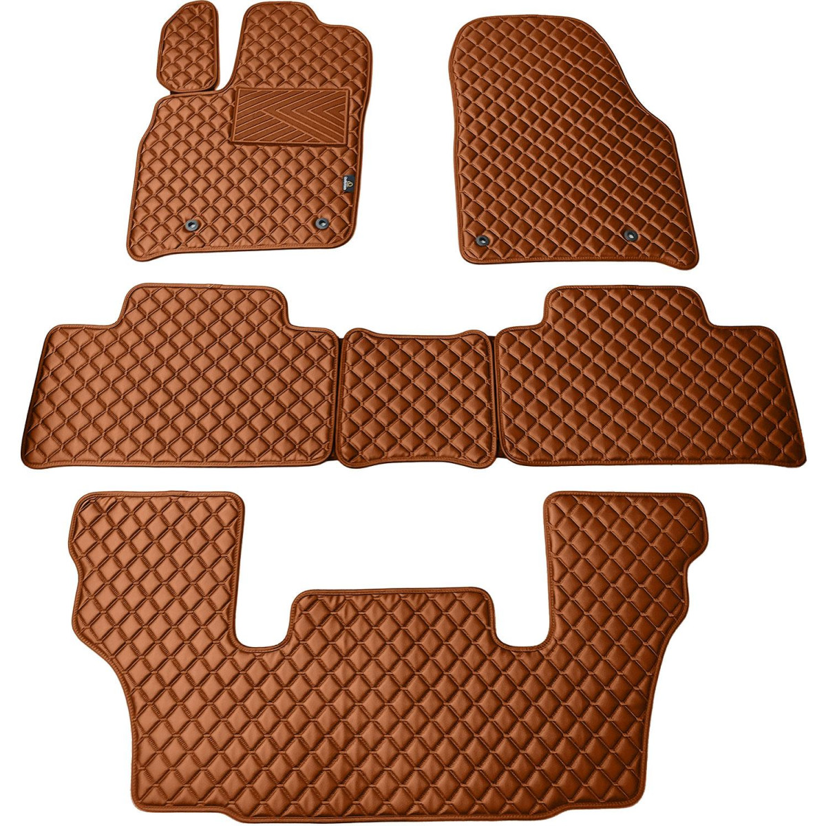 Eco-nahka matot QuiltyMats DODGE DURANGO vuodesta 2011 (I, II ja III eilės 6v.) (Ruskea / ruskeat ompeleet)