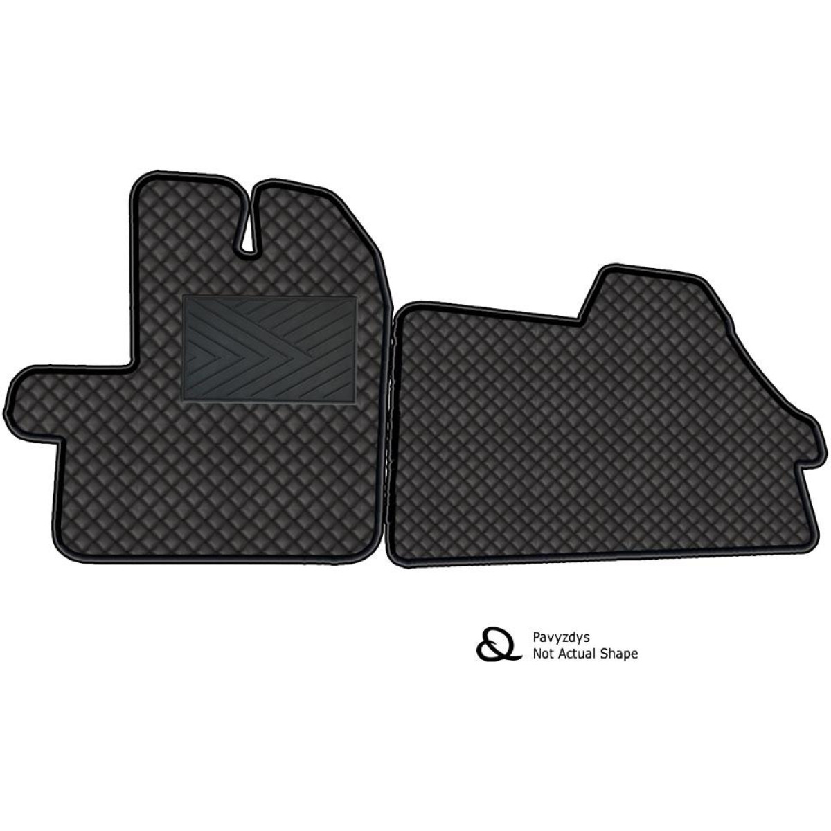 Eco-nahka matot QuiltyMats PEUGEOT TRAVELLER vuodesta 2024 (I rivi) (Musta / mustat ompeleet)