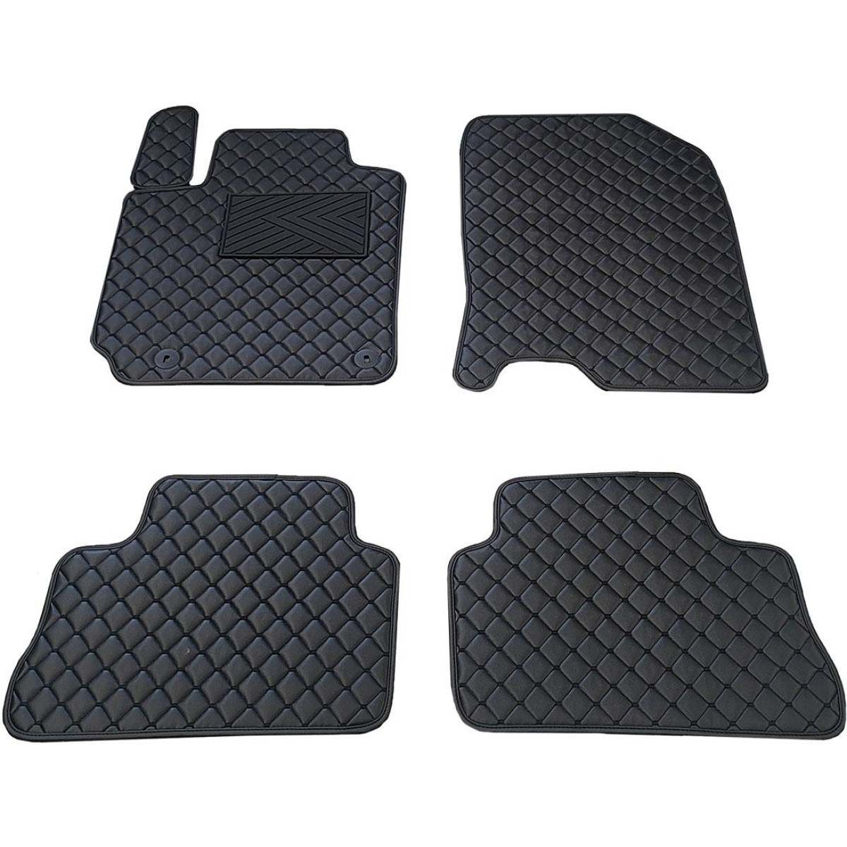 Eco-nahka matot QuiltyMats HYUNDAI KONA 2017-2023 (Musta / mustat ompeleet)
