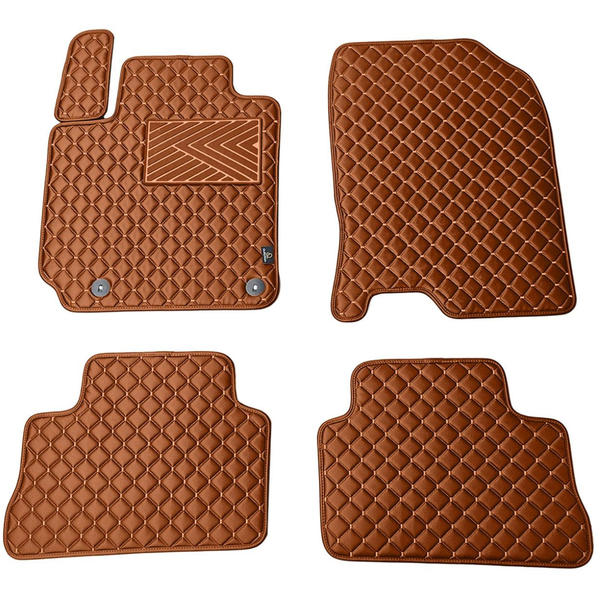 Eco-nahka matot QuiltyMats HYUNDAI KONA 2017-2023 (Ruskea / ruskeat ompeleet)
