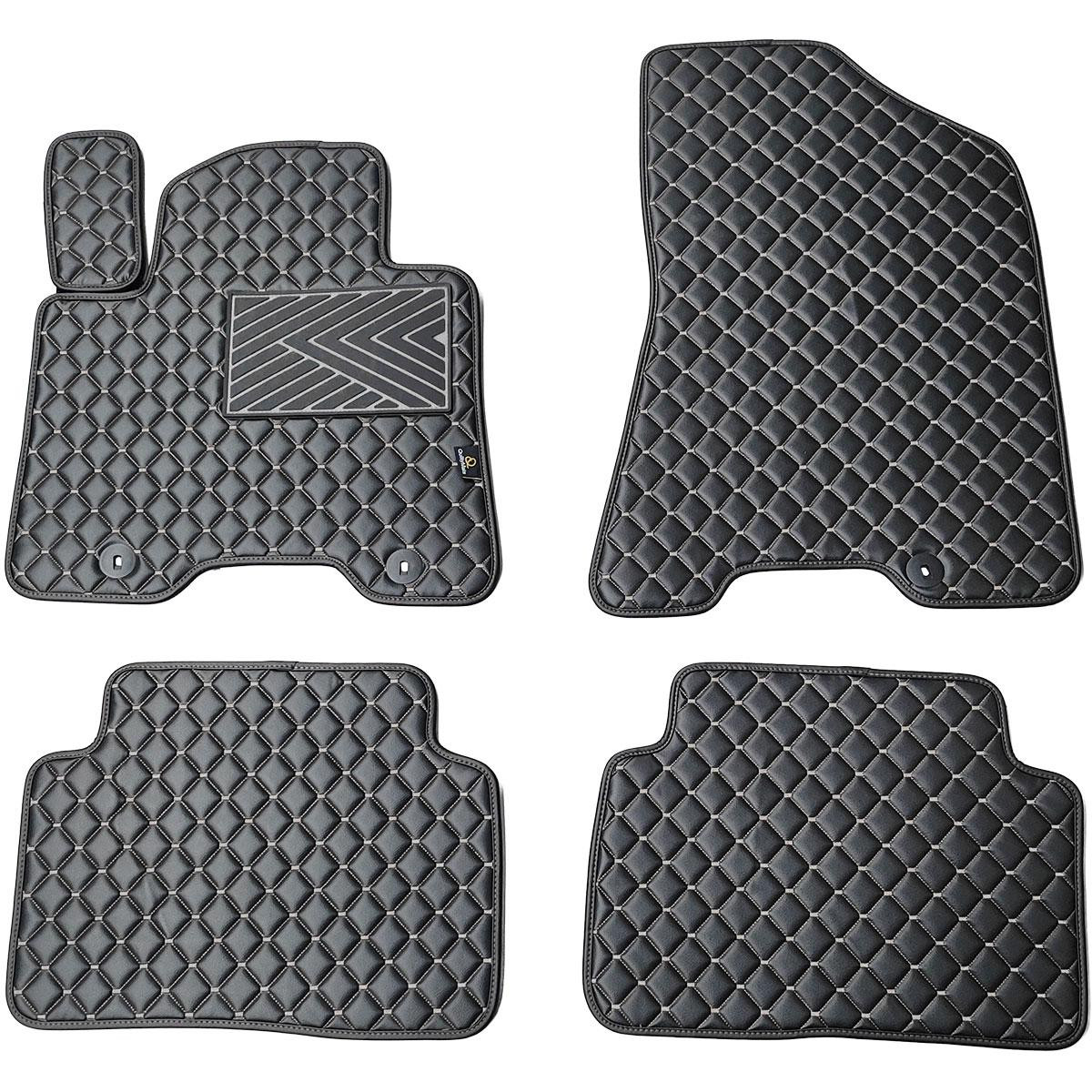 Eco-nahka matot QuiltyMats HYUNDAI TUCSON 2015-2021 (3 karta TL) (Musta / harmaat ompeleet)