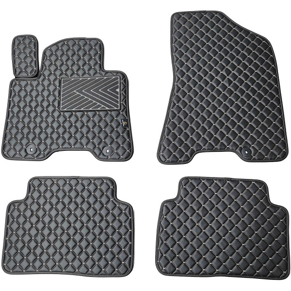 Eco-nahka matot QuiltyMats HYUNDAI TUCSON 2015-2021 (3 karta TL) (Musta / harmaat ompeleet)