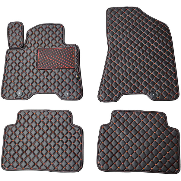 Eco-nahka matot QuiltyMats HYUNDAI TUCSON 2015-2021 (3 karta TL) (Musta / punaiset ompeleet)