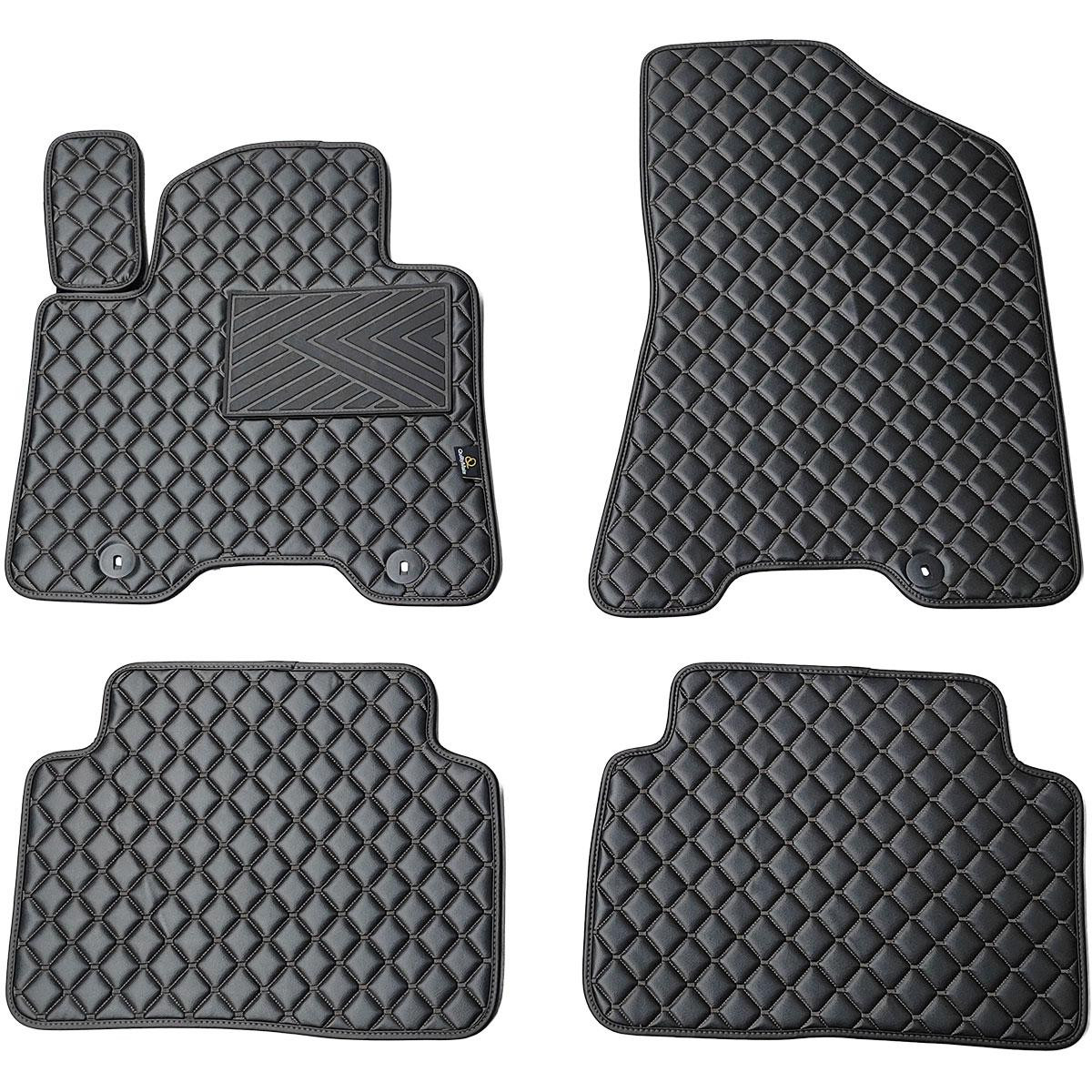 Eco-nahka matot QuiltyMats HYUNDAI TUCSON 2015-2021 (TL) (Musta / mustat ompeleet)
