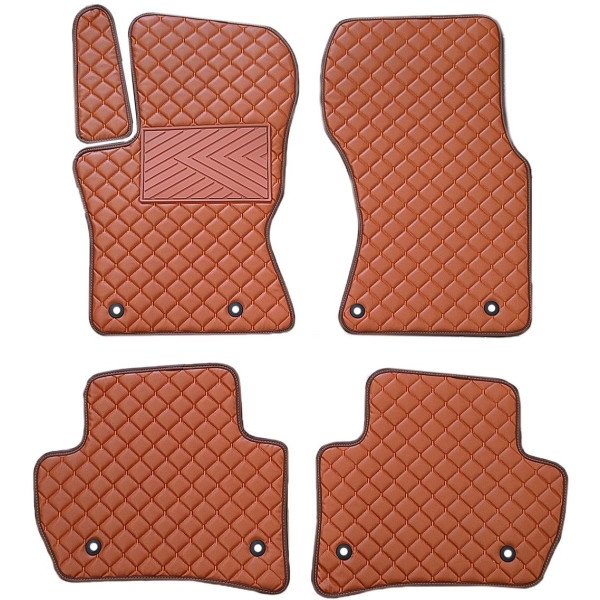 Eco-nahka matot QuiltyMats JAGUAR F-PACE 2016-2025 (Ruskea / ruskeat ompeleet)