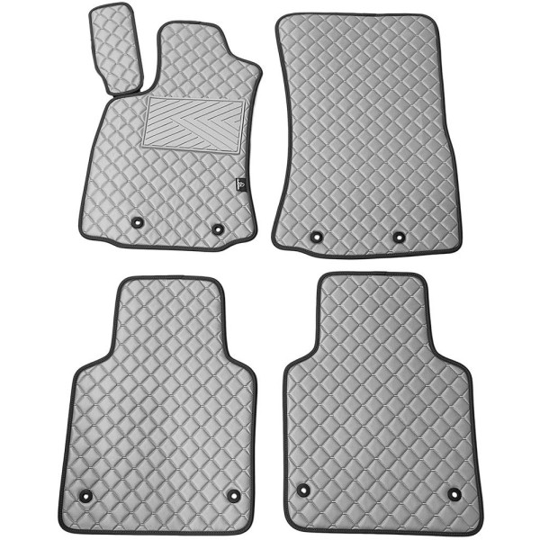 Eco-nahka matot QuiltyMats JAGUAR XJ 2010-2019 (LONG) (Harmaa / harmaat ompeleet)