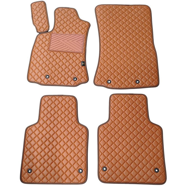 Eco-nahka matot QuiltyMats JAGUAR XJ 2010-2019 (LONG) (Ruskea / ruskeat ompeleet)
