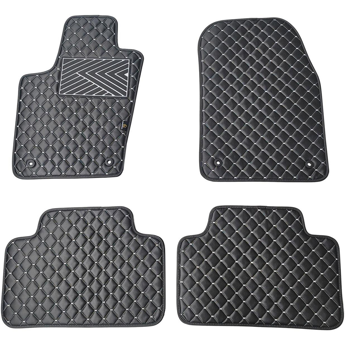 Eco-nahka matot QuiltyMats JEEP GRAND CHEROKEE 2010-2020 (Musta / harmaat ompeleet)