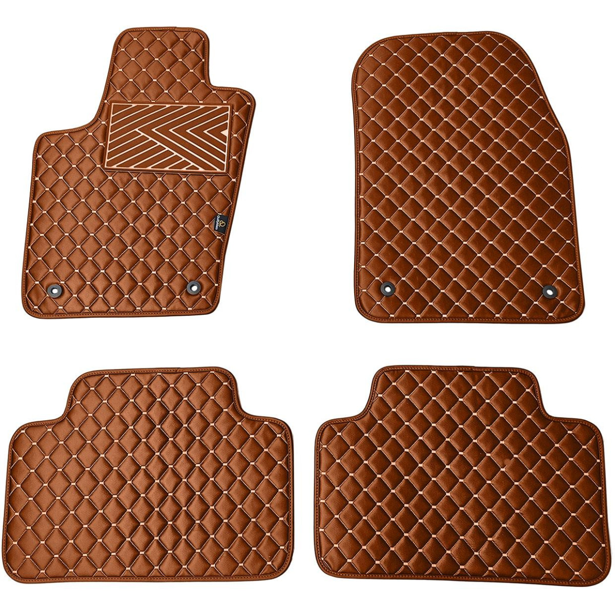 Eco-nahka matot QuiltyMats JEEP GRAND CHEROKEE 2010-2020 (Ruskea / ruskeat ompeleet)