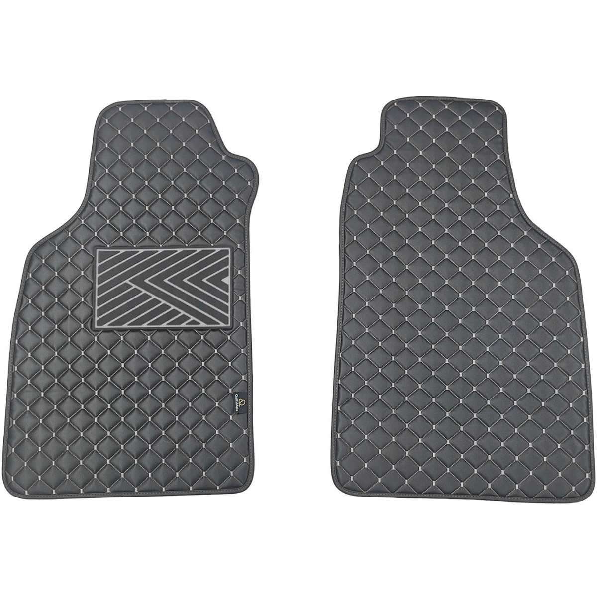Eco-nahka matot QuiltyMats LIGIER JS50 vuodesta 2012 (Musta / harmaat ompeleet)
