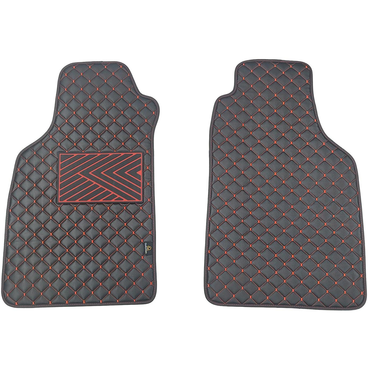 Eco-nahka matot QuiltyMats LIGIER JS50 vuodesta 2012 (Musta / punaiset ompeleet)