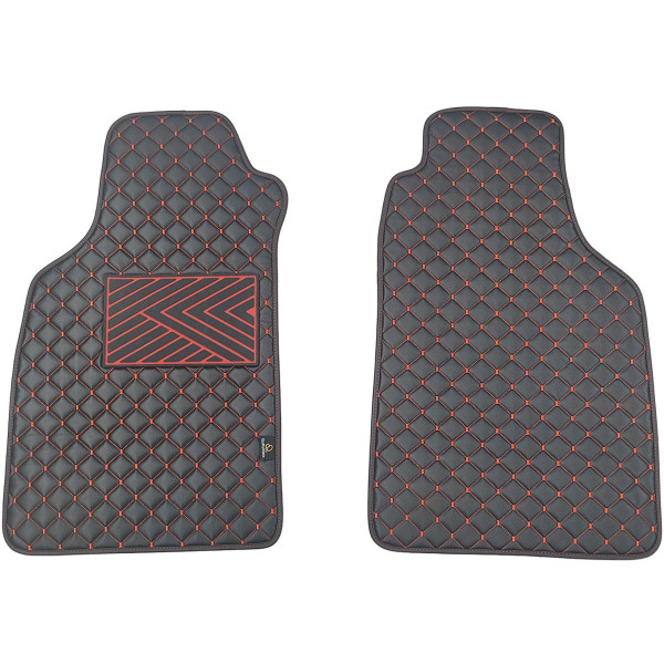 Eco-nahka matot QuiltyMats LIGIER JS50 vuodesta 2012 (Musta / punaiset ompeleet)