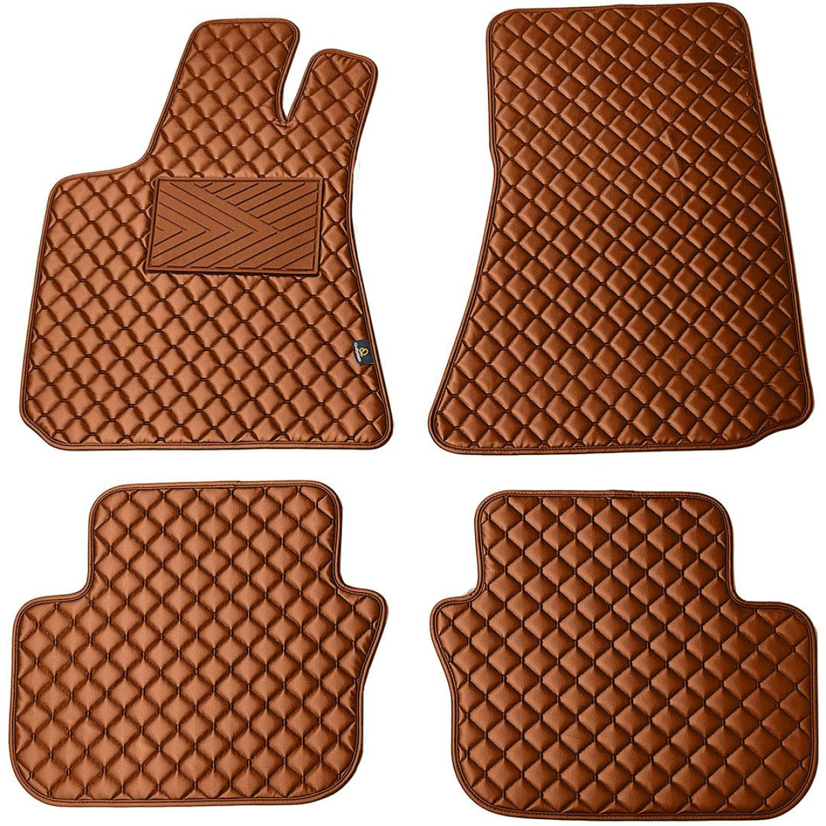 Eco-nahka matot QuiltyMats MASERATI GHIBLI 2013-2023 (Ruskea / ruskeat ompeleet)
