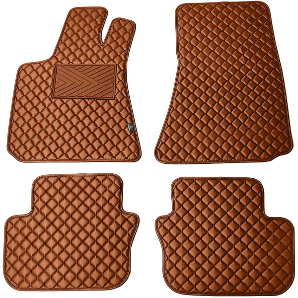Eco-nahka matot QuiltyMats MASERATI GHIBLI 2013-2023 (Ruskea / ruskeat ompeleet)