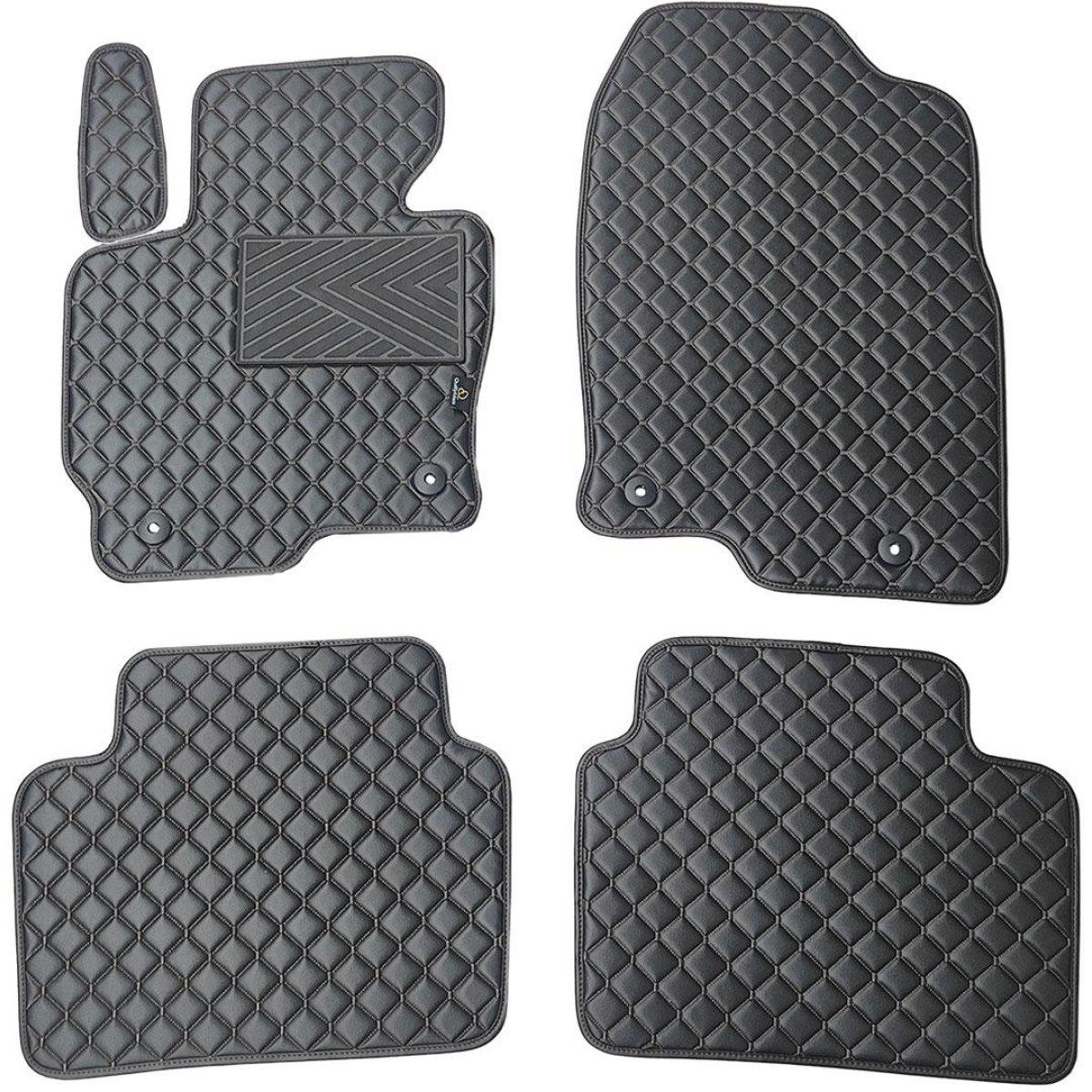 Eco-nahka matot QuiltyMats MAZDA CX-5 2012-2016 (Musta / mustat ompeleet)