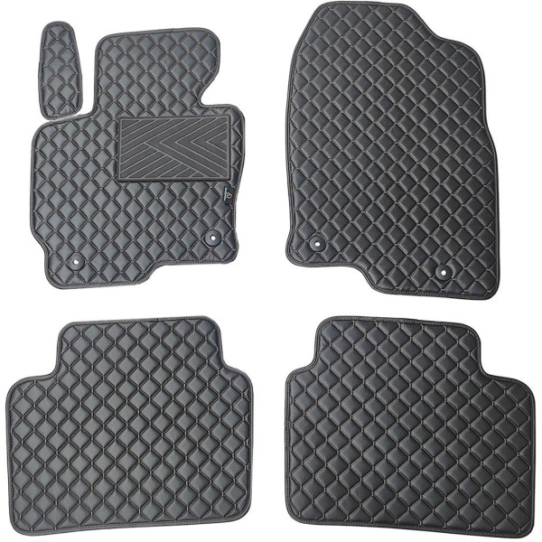 Eco-nahka matot QuiltyMats MAZDA CX-5 2012-2016 (Musta / mustat ompeleet)