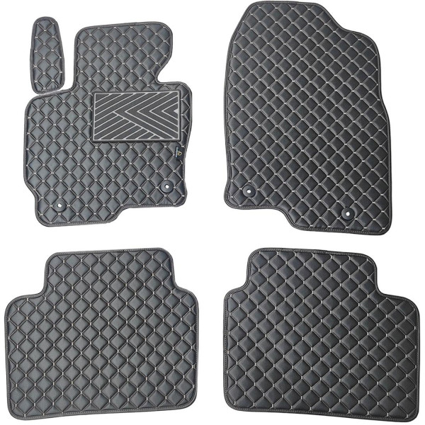 Eco-nahka matot QuiltyMats MAZDA CX-5 2012-2016 (Musta / harmaat ompeleet)