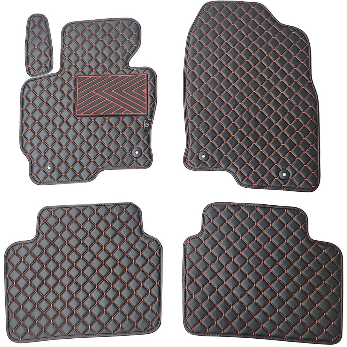 Eco-nahka matot QuiltyMats MAZDA CX-5 2012-2016 (Musta / punaiset ompeleet)