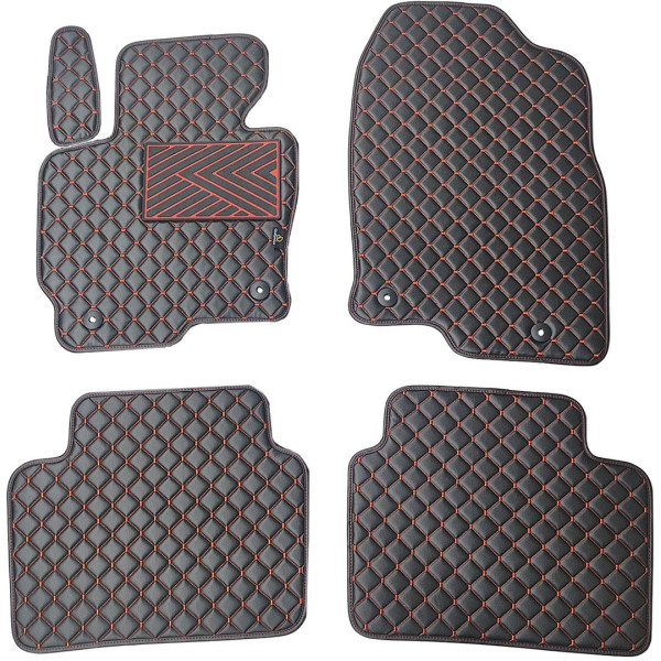 Eco-nahka matot QuiltyMats MAZDA CX-5 2012-2016 (Musta / punaiset ompeleet)