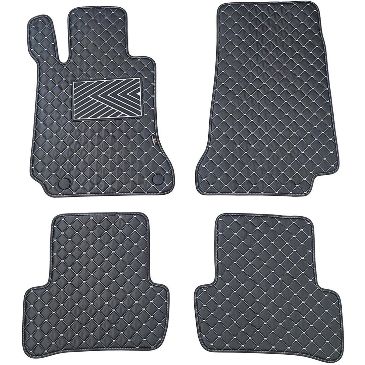 Eco-nahka matot QuiltyMats MERCEDES-BENZ C-class W205 2014-2021 (Musta / harmaat ompeleet)