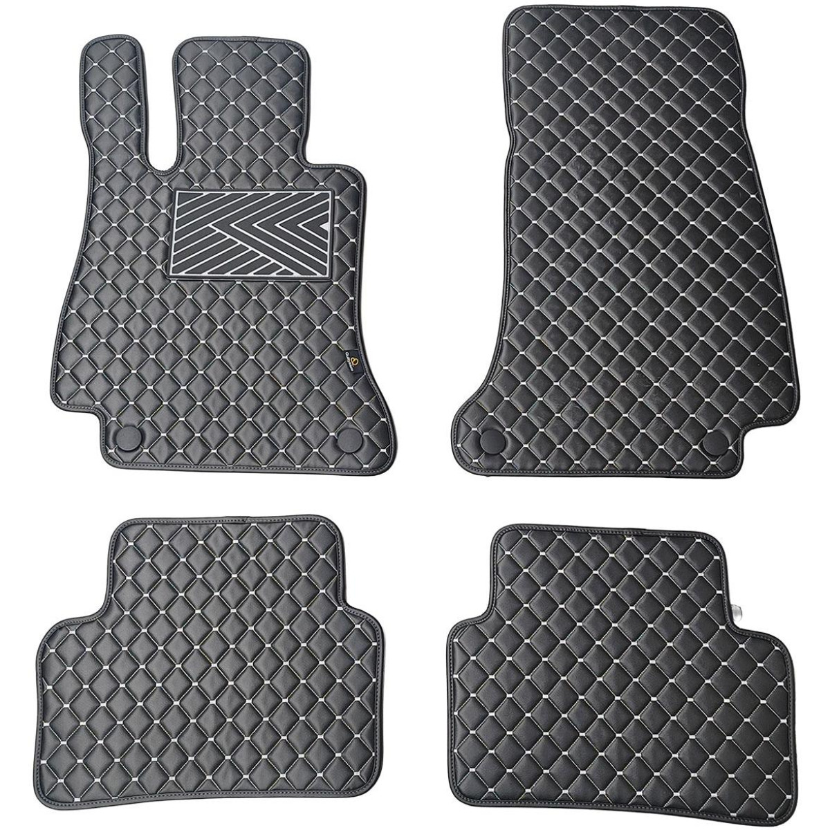 Eco-nahka matot QuiltyMats MERCEDES-BENZ E-class W213 2016-2023 (Musta / harmaat ompeleet)