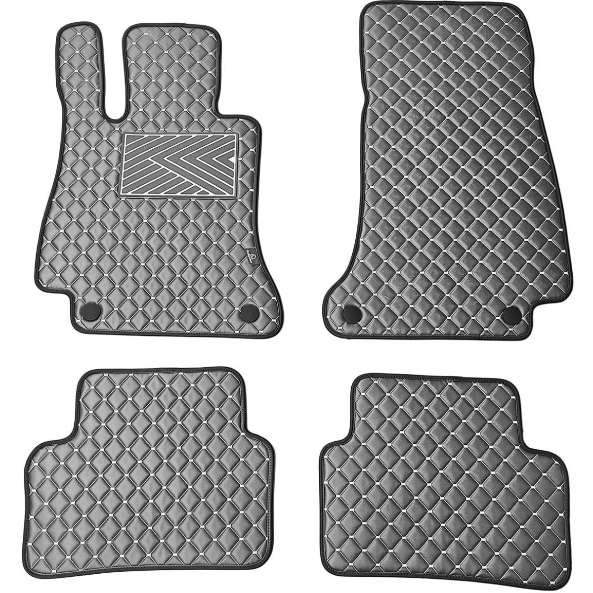 Eco-nahka matot QuiltyMats MERCEDES-BENZ E-class W213 2016-2023 (Harmaa / harmaat ompeleet)