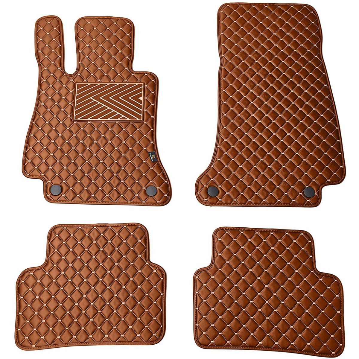 Eco-nahka matot QuiltyMats MERCEDES-BENZ E-class W213 2016-2023 (Ruskea / ruskeat ompeleet)