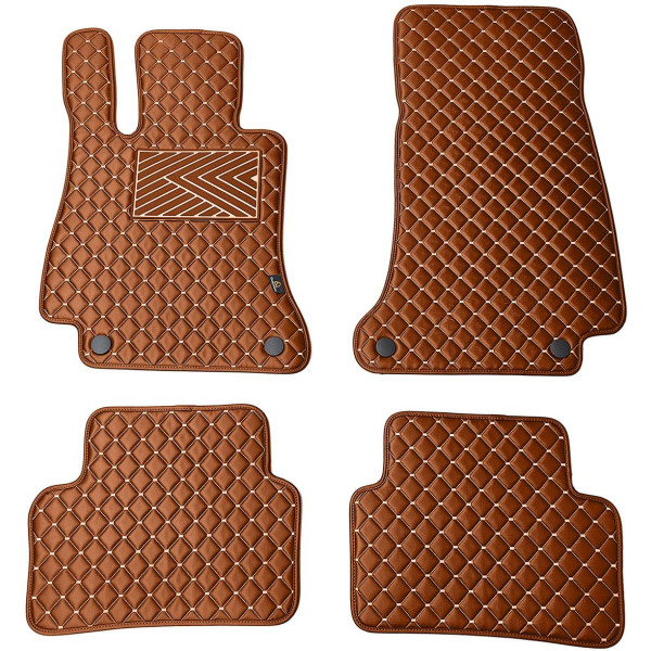 Eco-nahka matot QuiltyMats MERCEDES-BENZ E-class W213 2016-2023 (Ruskea / ruskeat ompeleet)