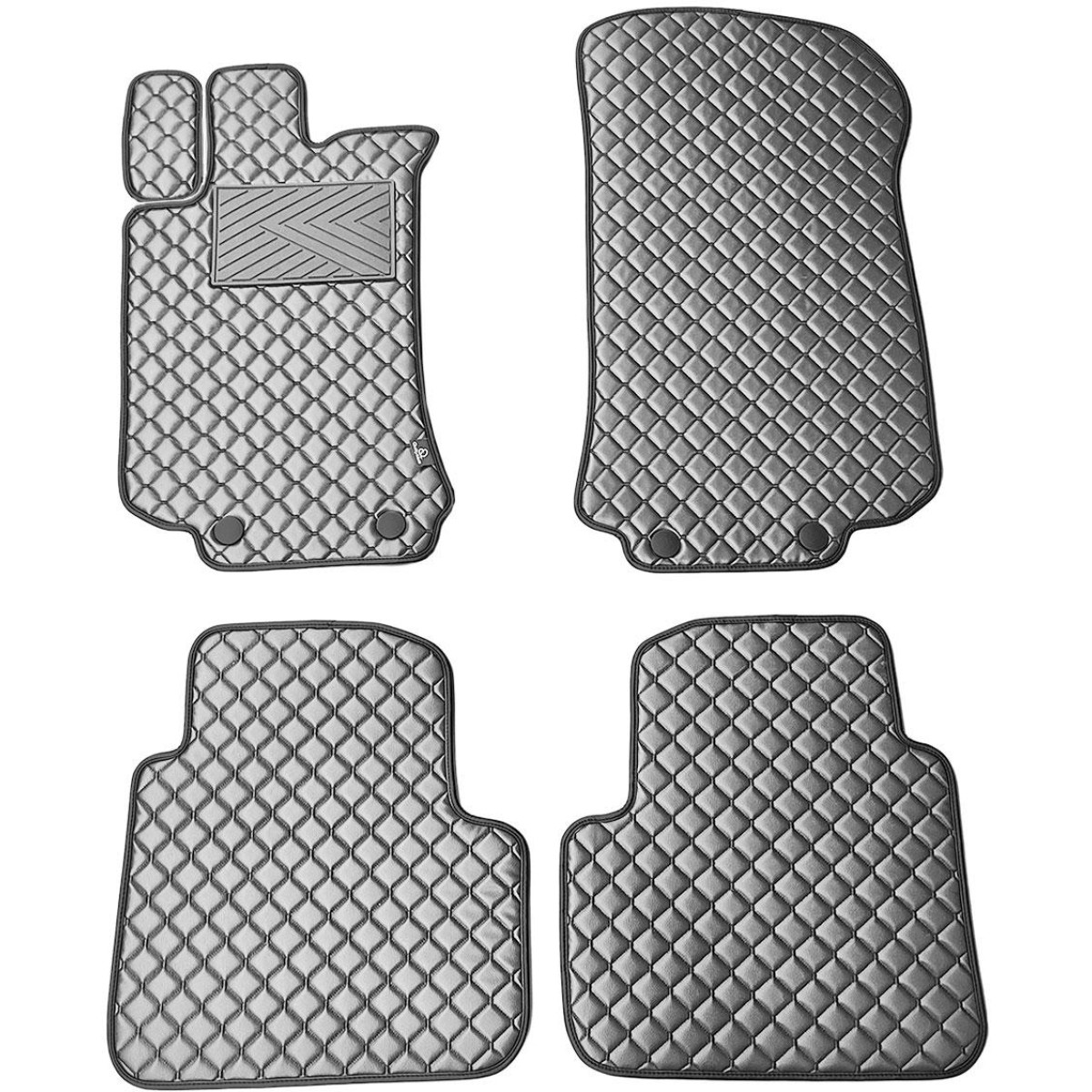 Eco-nahka matot QuiltyMats MERCEDES-BENZ R-class W251 2005-2015 (Harmaa / harmaat ompeleet)