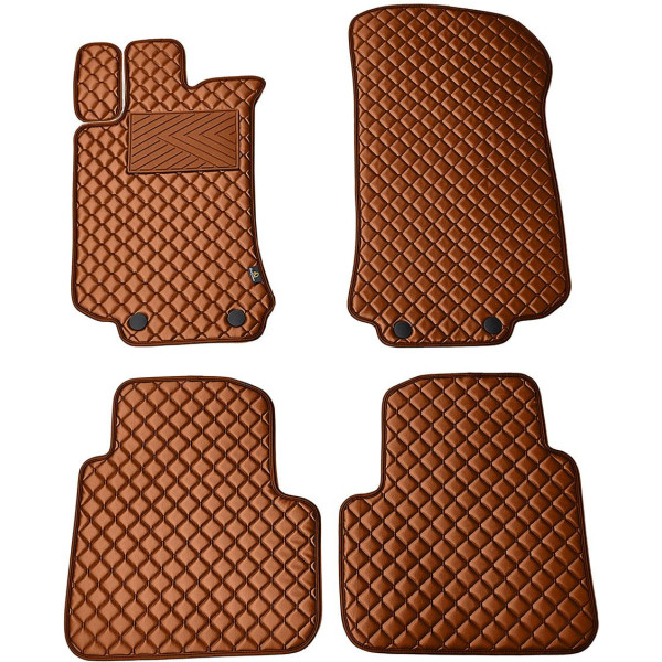 Eco-nahka matot QuiltyMats MERCEDES-BENZ R-class W251 2005-2015 (Ruskea / ruskeat ompeleet)