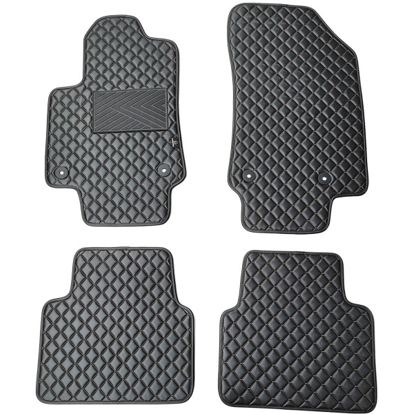 Eco-nahka matot QuiltyMats OPEL CROSSLAND X 2017-2024 (Musta / mustat ompeleet)