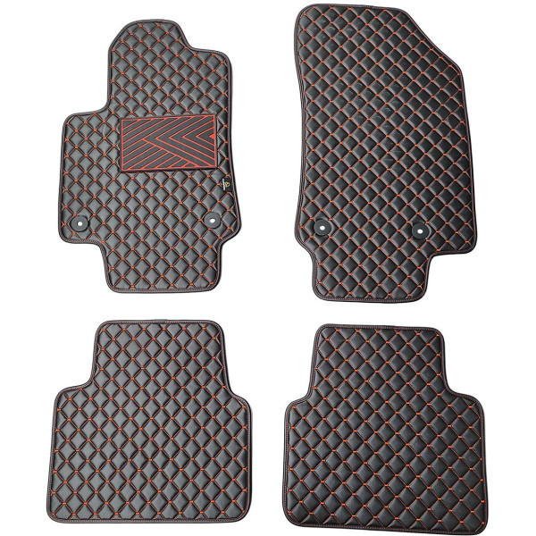 Eco-nahka matot QuiltyMats OPEL CROSSLAND X 2017-2024 (Musta / punaiset ompeleet)